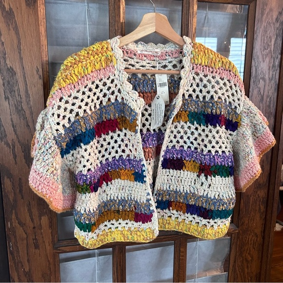 Size XS/S Anthropologie Mia Hand-Knit Cropped Cardigan NWT Rare - Picture 6 of 11